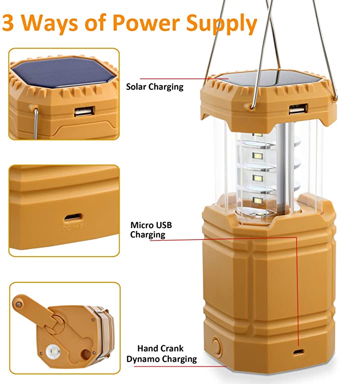 Zonne-camping handslingerlantaarn, draagbare ultraheldere LED-zaklamp met batterij