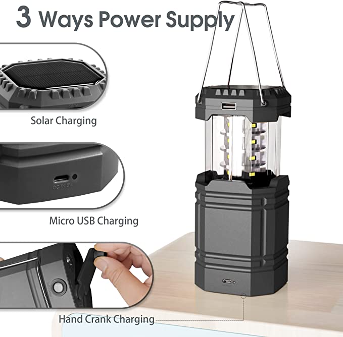 Zonne-camping handslingerlantaarn, draagbare ultraheldere LED-zaklamp met batterij