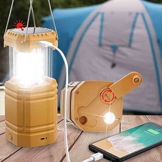 Zonne-camping handslingerlantaarn, draagbare ultraheldere LED-zaklamp met batterij