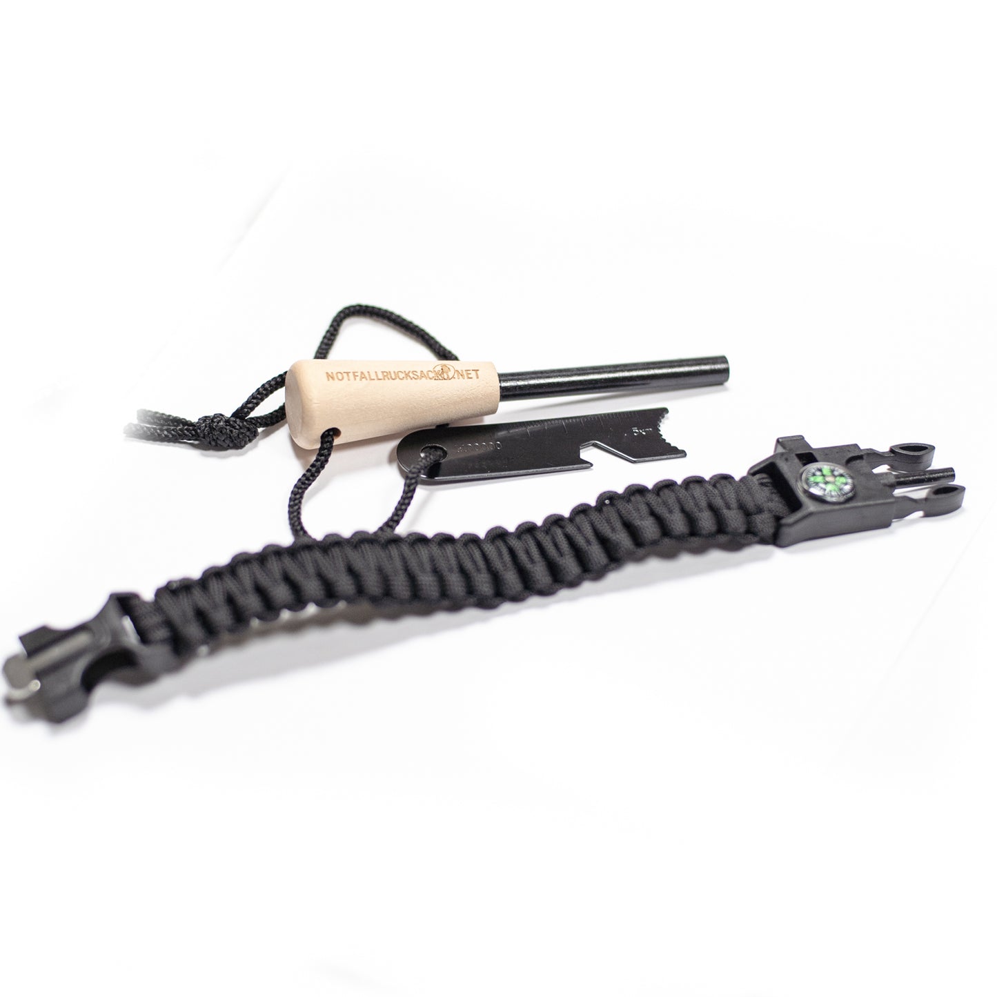 Ausverkauf: Premium Feuerstahl - Magnesium Stab mit Notfallarmband