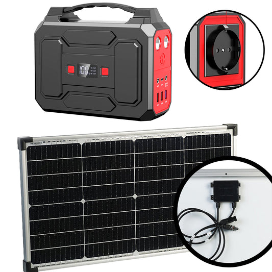 Tragbare Powerbank mit Solarpanel für Laptops & andere Geräte, Notstromgenerator, Solar Powerbank