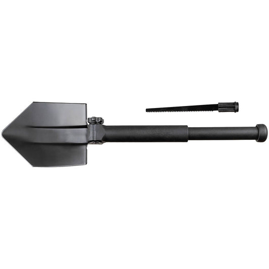 Folding spade, black, with saw, telescopic handle