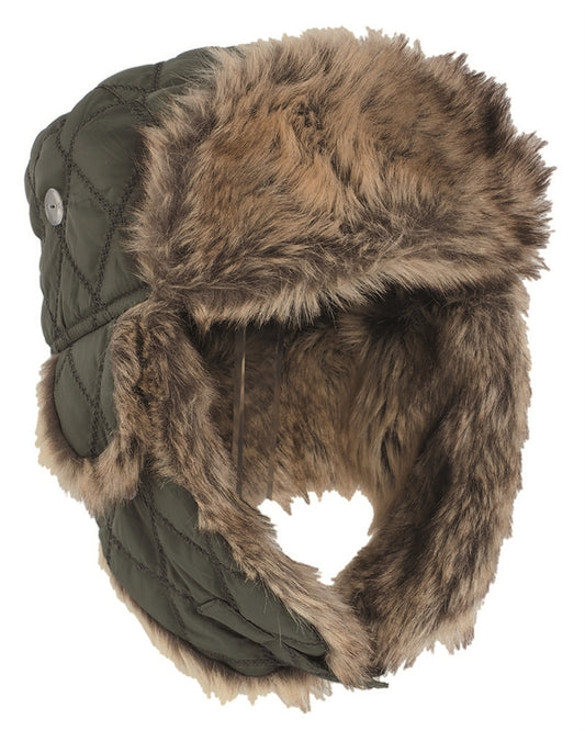 Winter hat with faux fur olive