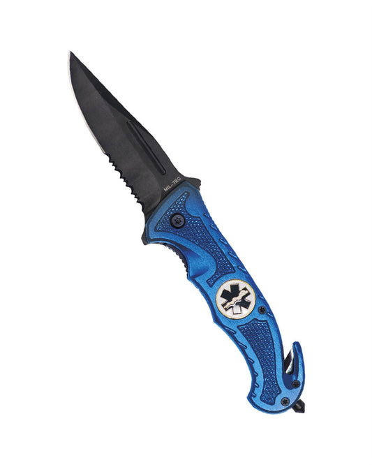 Rettungsmesser mit Gurtschneider und Glasbrecher Automesser Rescueknife Blau