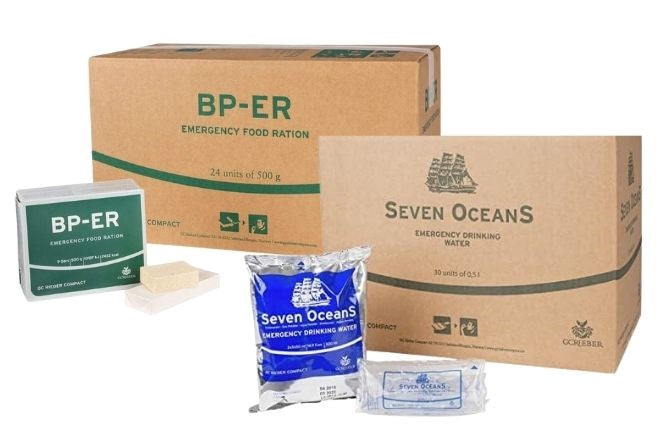 BP ER Notfallnahrung 24x500g mit Seven Oceans Notfallwasser