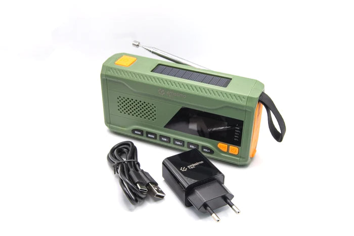 ACE Mini Notfallradio mit DAB+, Kurbel- und Solarenergie, Powerbank, Taschenlampe und USB-C-Anschluss