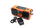 Oransje ACE nødradio med DAB/DAB+, krankradio, solcelledrevet, strømbank og lommelykt med USB-C tilkobling