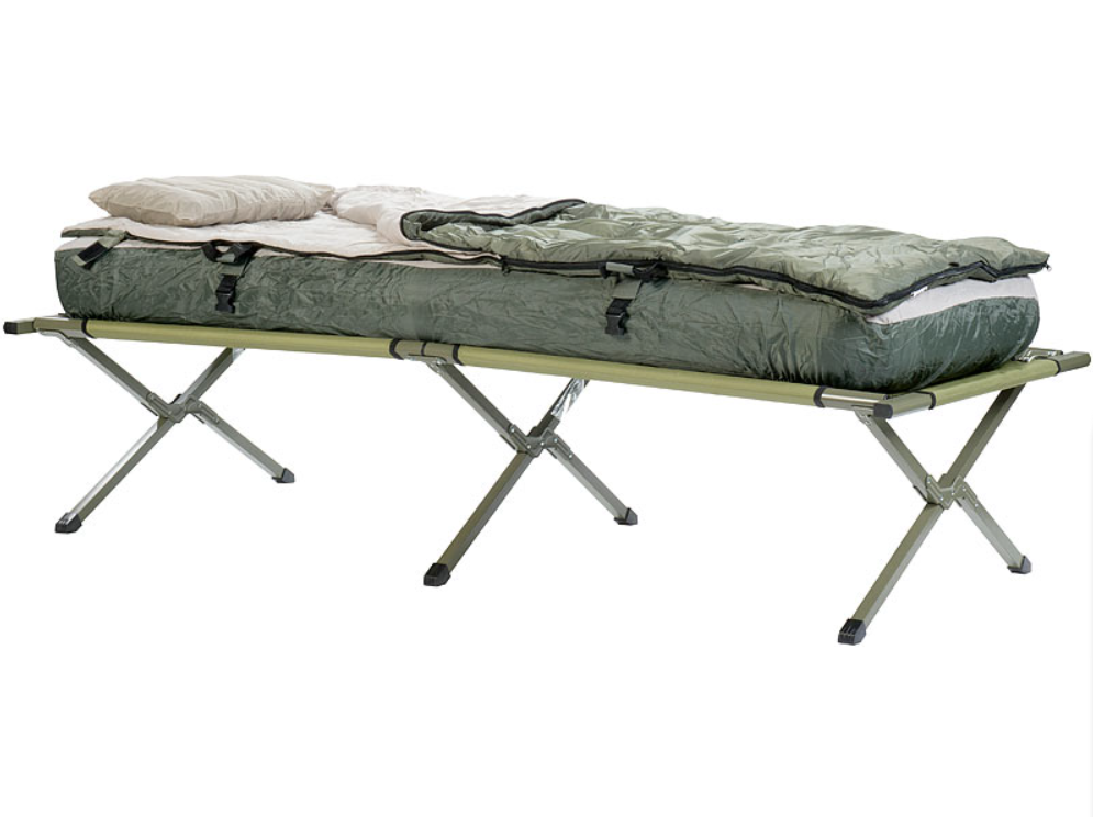 4 in 1 Zelt inklusive Feldbett, Winter-Schlafsack, Matratze und Sonnenschutz - Notvorsorge - Notzelt - Camping/Campingausrüstung