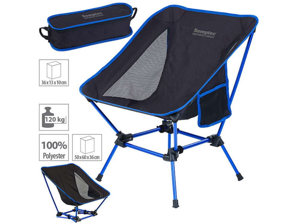 Campingstuhl - Klappstuhl mit 2 Sitzhöhen - leicht, bis 120 kg