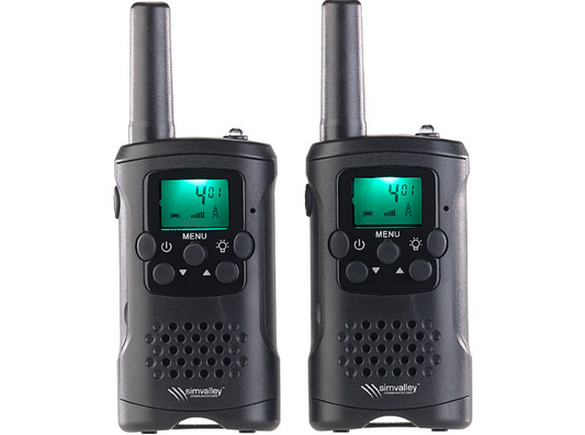 Walkie Talkie - set of 2 - radio - emergency radio with 10 km range - PMR device with VOX - integrated LED flashlight - emergency communication - communication device