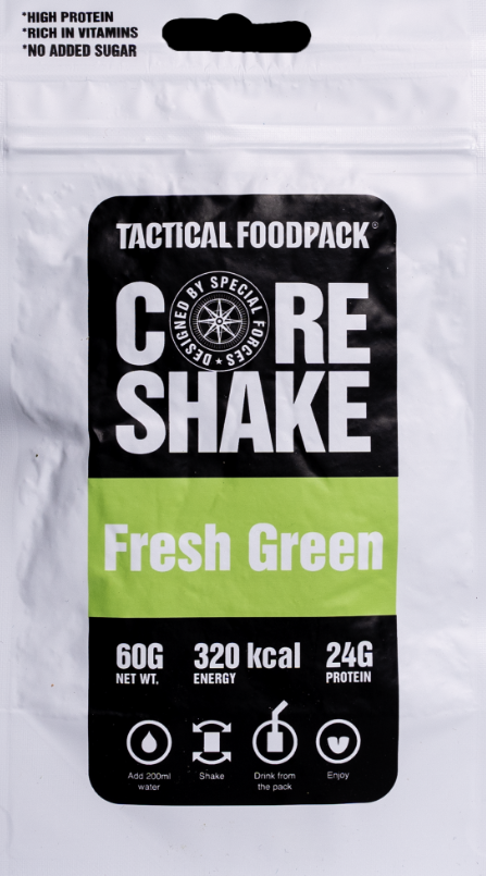 Core Shake Fresh Green - Virvoitusjuoma - Hätäannos - Ruoka-annos - Hätäjuoma - Hätätarvike - Hätäpakkaus/Ruokapakkaus - Ruoka-annos - Eloonjäämisannos - Selviytymisruoka - Ravinteet/ravitsemus Energiajuoma -