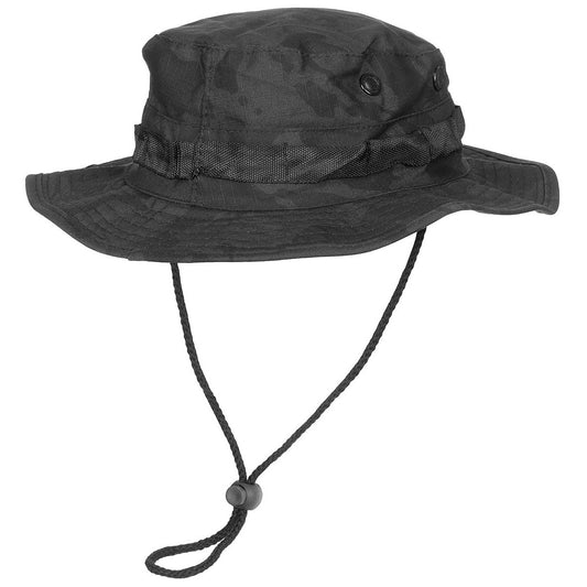 Tactical Boonie - Bush Hat, Chin Strap Black Camo