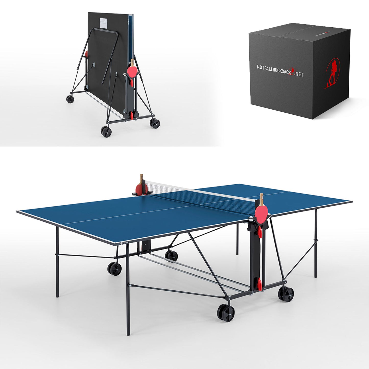 Premium Tischtennisplatte Turniergröße Blau mit Netz, Klappbar 214.3010/L