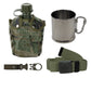 Hiking set 1L canteen, stainless steel cup with carabiner, tactical belt and bottle holder