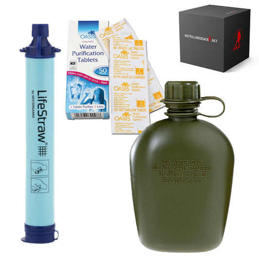 Water cleaning kit water filter with bottle and filter tablets for on the go water cleaning package